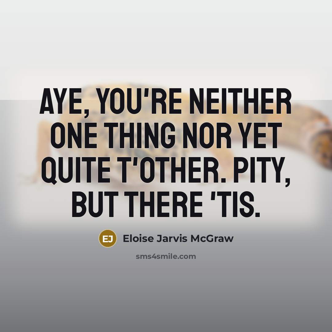 “Aye, you're neither one thing nor yet quite t'other. Pity, but there 'tis.” quote by Eloise Jarvis McGraw