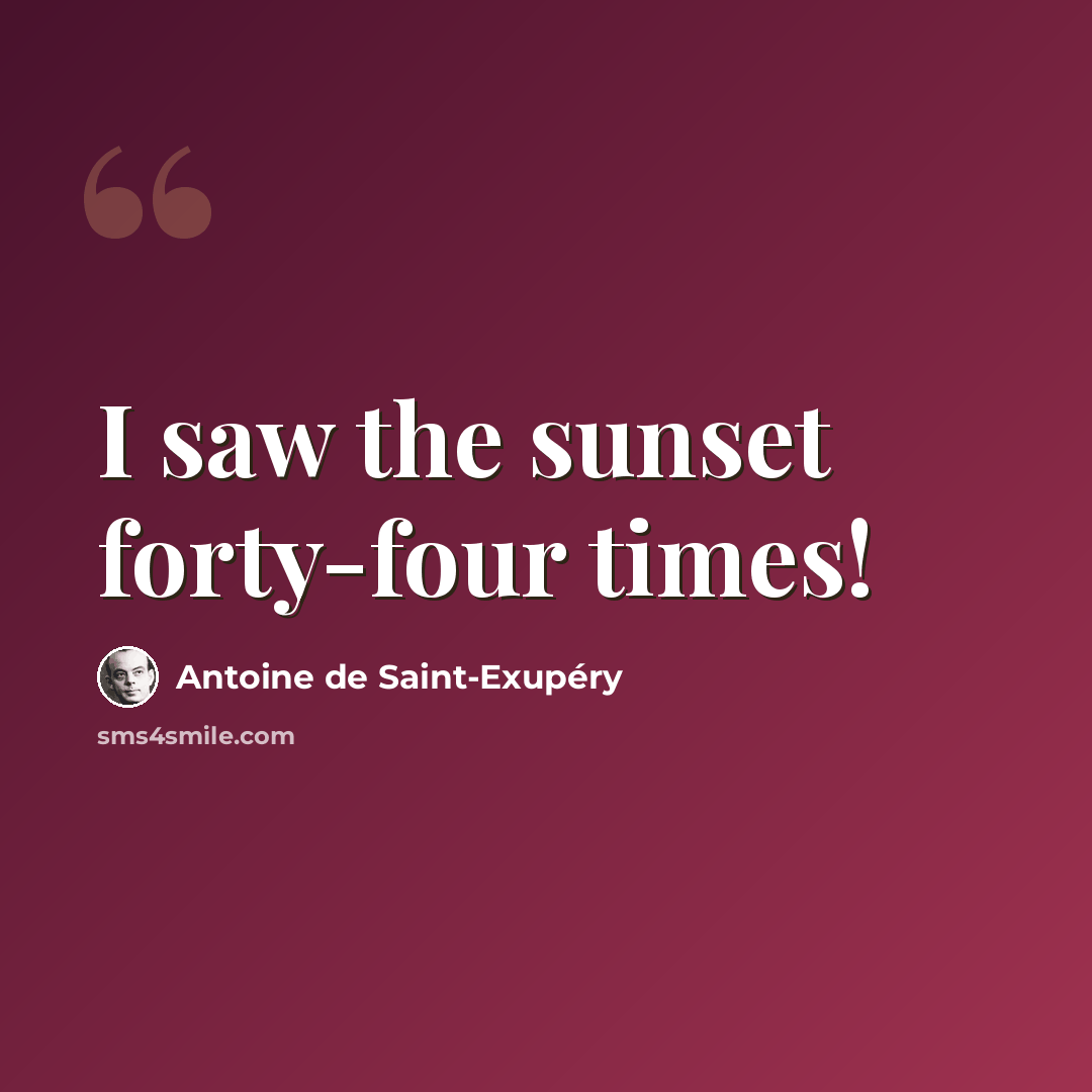 “I saw the sunset forty-four times!” quote by Antoine de Saint-Exupery