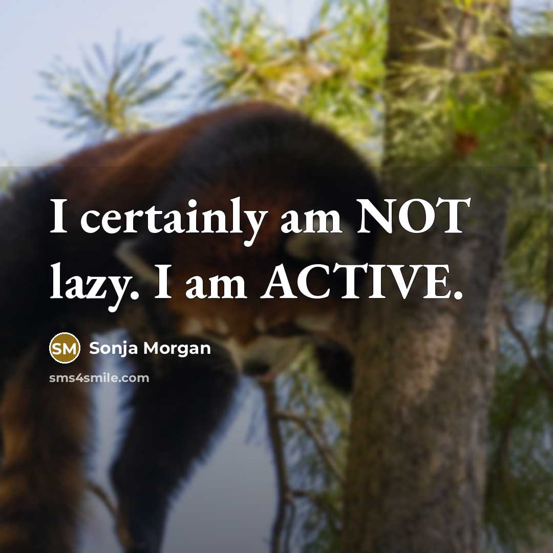 “I certainly am NOT lazy. I am ACTIVE.” quote by Sonja Morgan