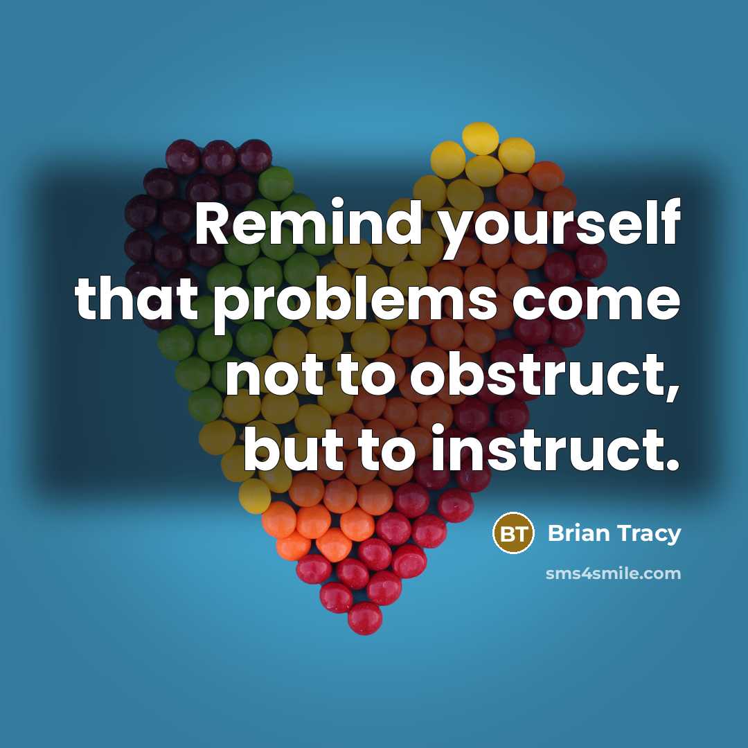 “Remind yourself that problems come not to obstruct, but to instruct.” quote by Brian Tracy