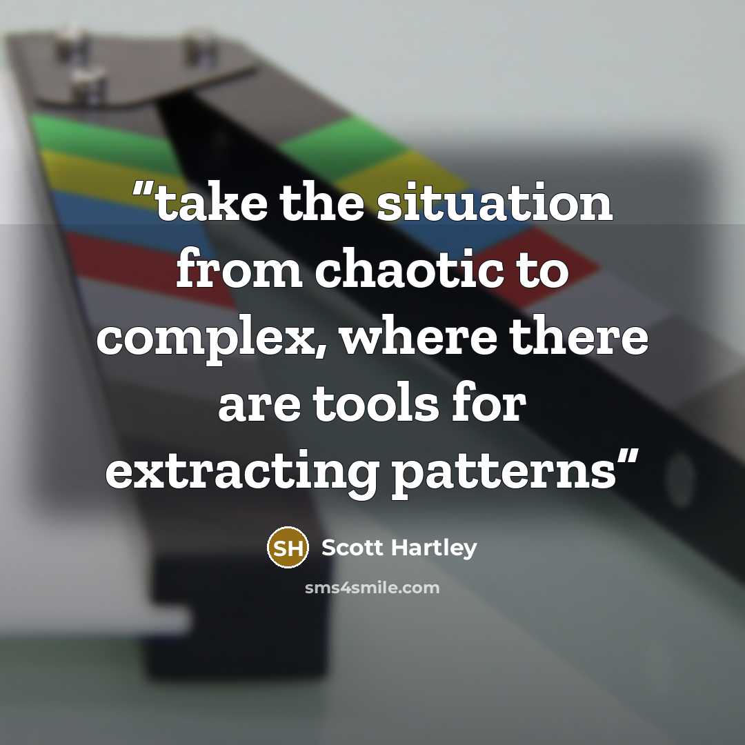 “take the situation from chaotic to complex, where there are tools for extracting patterns” quote by Scott Hartley