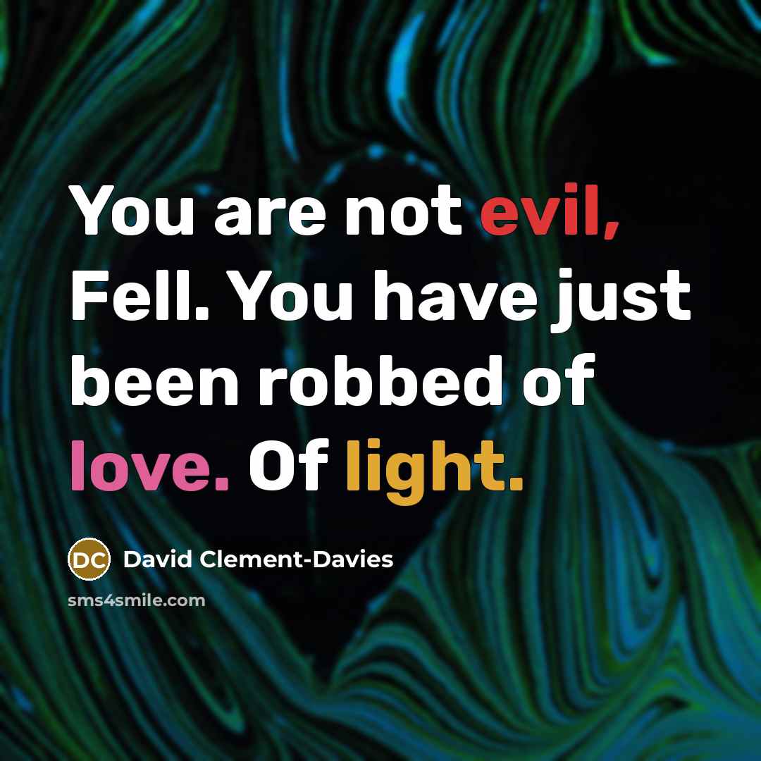 “You are not evil, Fell. You have just been robbed of love. Of light.” quote by David Clement-Davies
