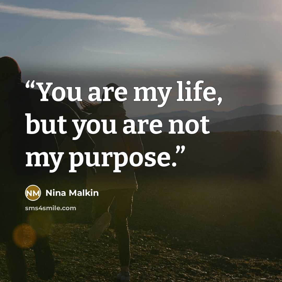 “You are my life, but you are not my purpose.” quote by Nina Malkin