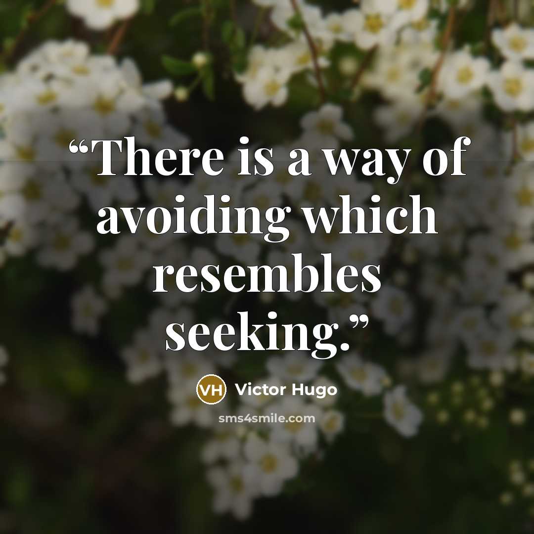“There is a way of avoiding which resembles seeking.” quote by Victor Hugo