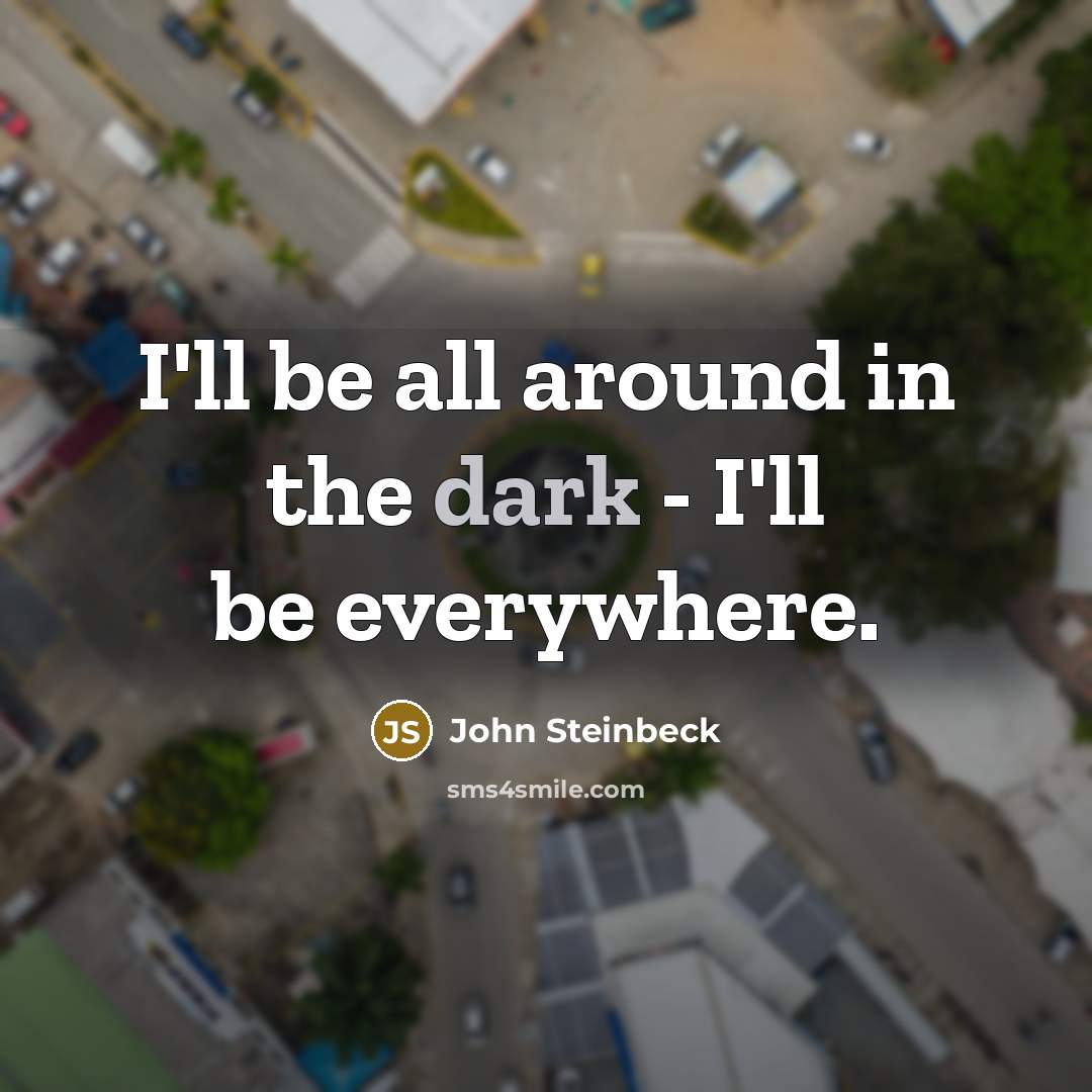 “I'll be all around in the dark - I'll be everywhere.” quote by John Steinbeck