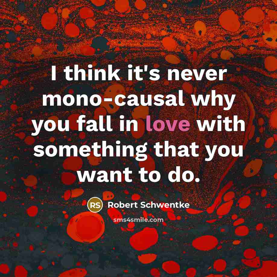“I think it's never mono-causal why you fall in love with something that you want to do.” quote by Robert Schwentke