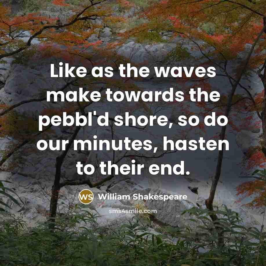 “Like as the waves make towards the pebbl'd shore, so do our minutes, hasten to their end.” quote by William Shakespeare