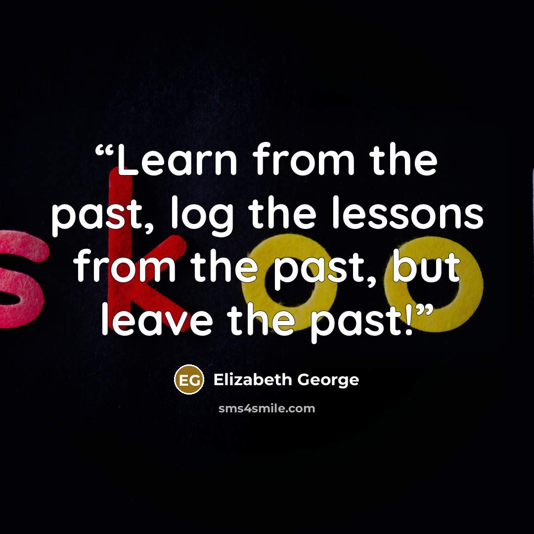 “Learn from the past, log the lessons from the past, but leave the past!” quote by Elizabeth George