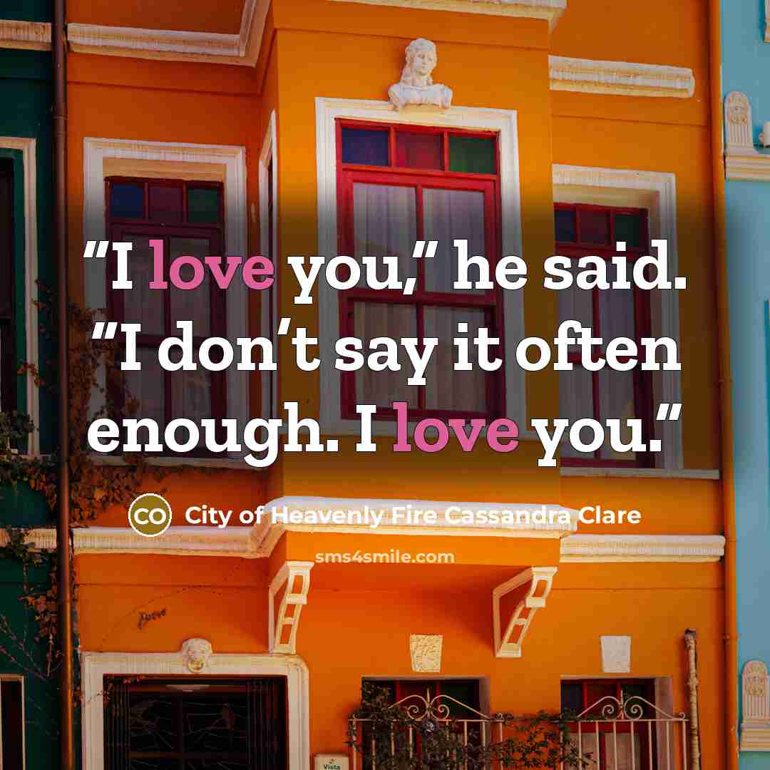 “I love you,” he said. “I don’t say it often enough. I love you.” quote by City of Heavenly Fire Cassandra Clare