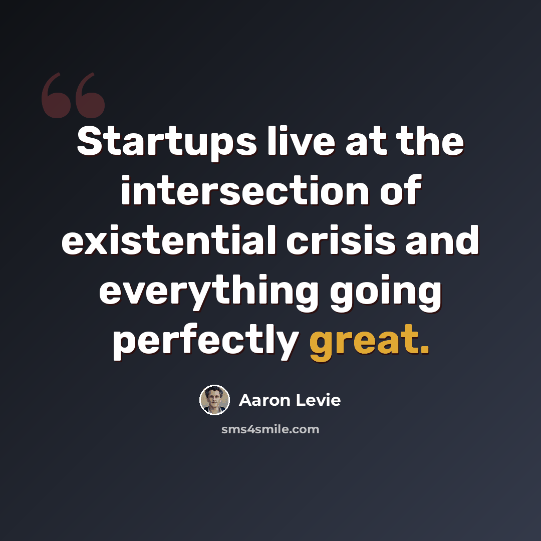 “Startups live at the intersection of existential crisis and everything going perfectly great.” quote by Aaron Levie