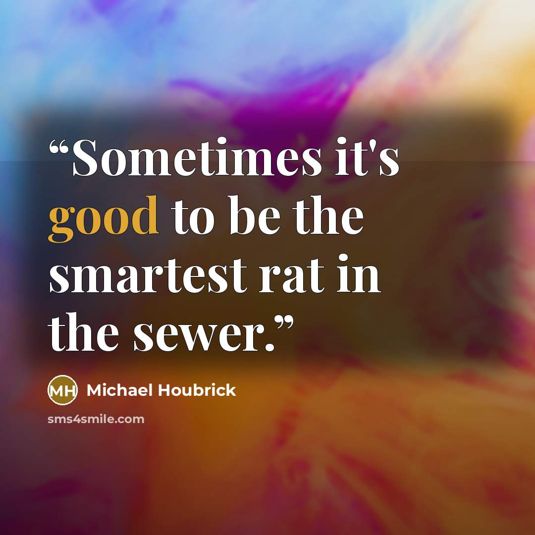 “Sometimes it's good to be the smartest rat in the sewer.” quote by Michael Houbrick