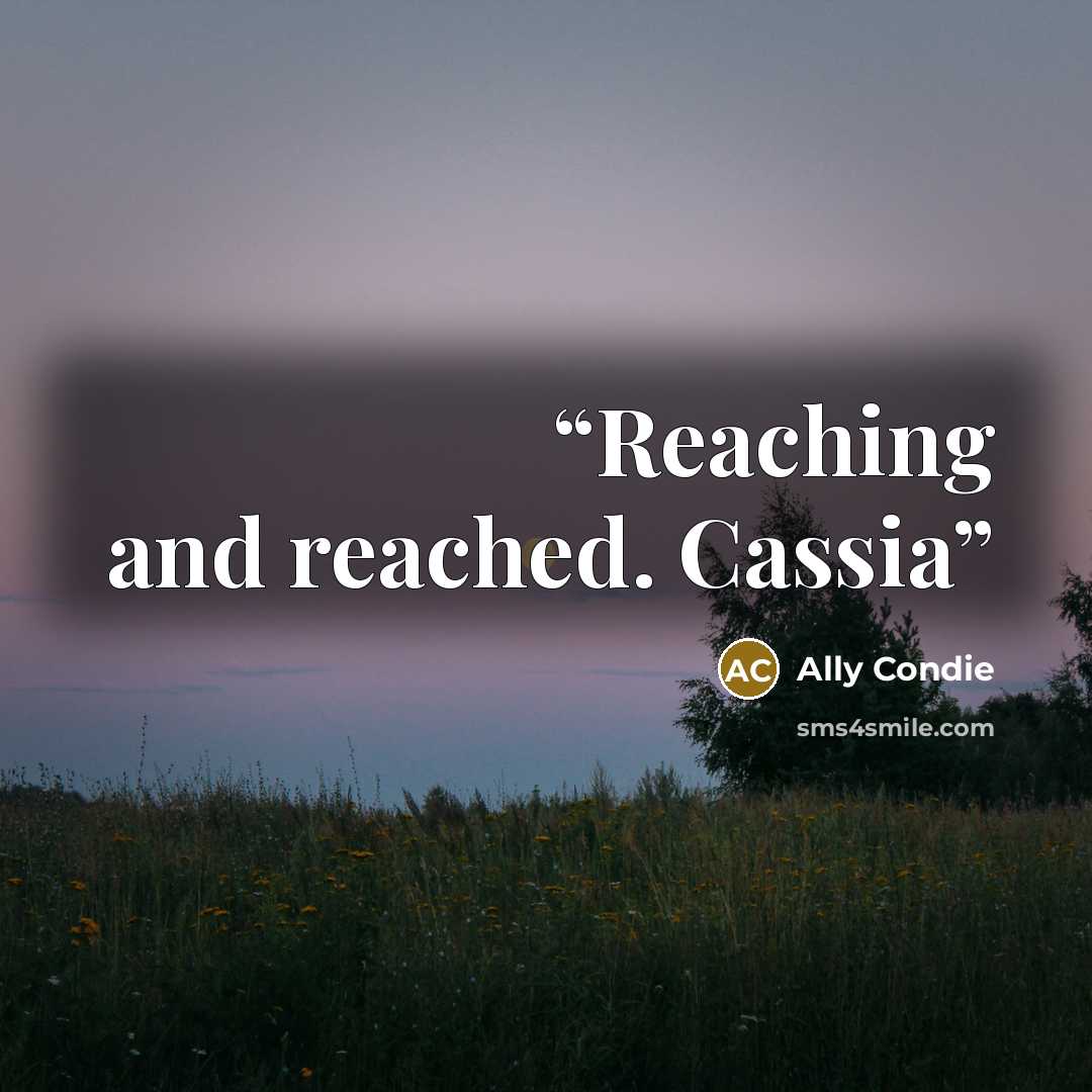 “Reaching and reached. Cassia” quote by Ally Condie
