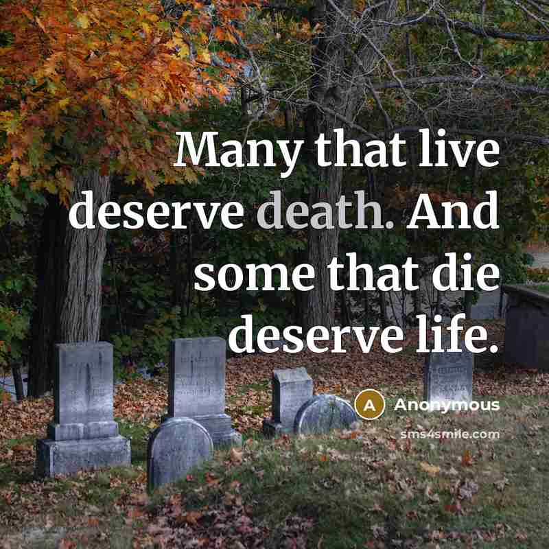 “Many that live deserve death. And some that die deserve life.” quote by Anonymous