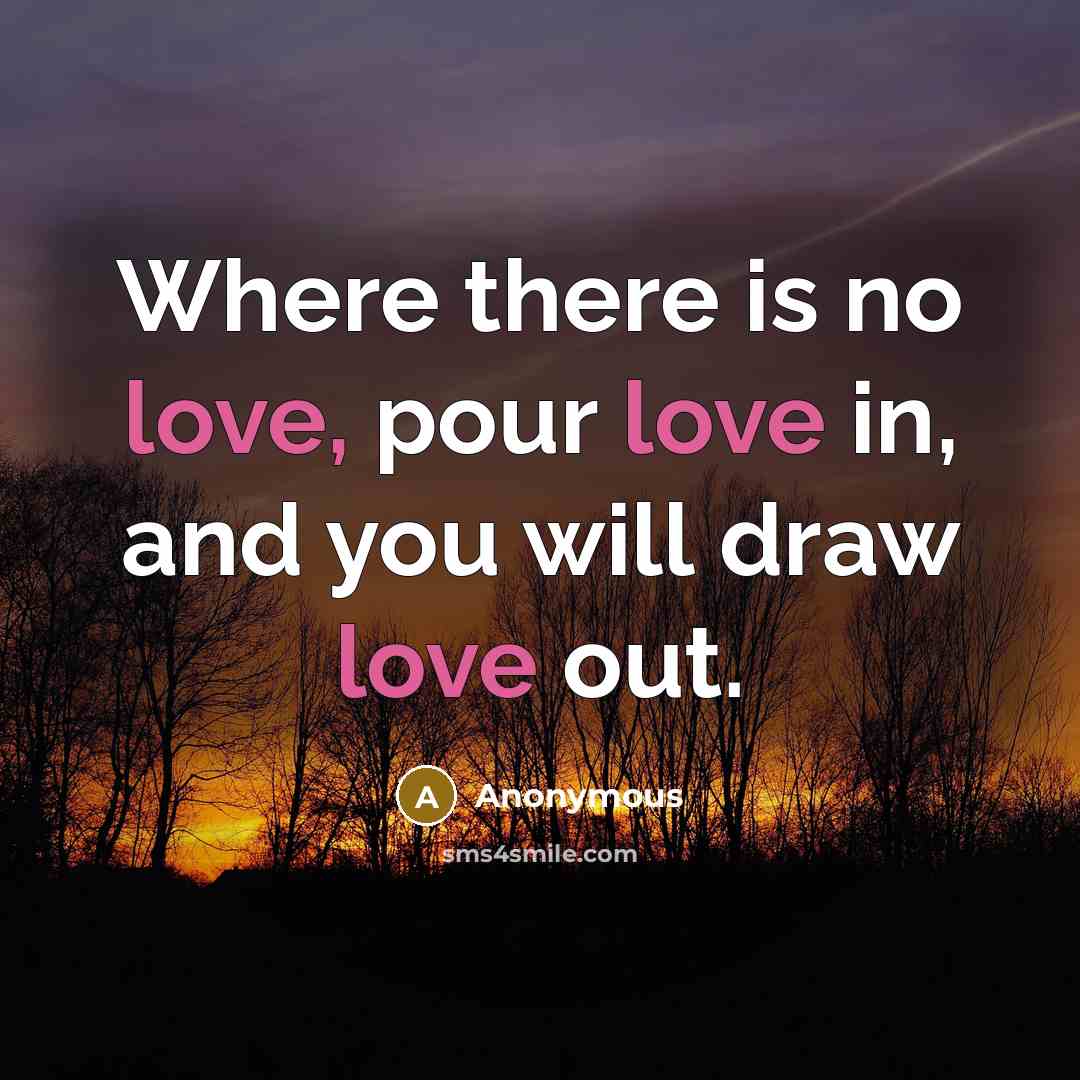 “Where there is no love, pour love in, and you will draw love out.” quote by Anonymous