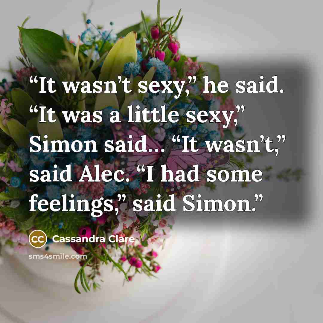 “It wasn’t sexy,” he said. “It was a little sexy,” Simon said… “It wasn’t,” said Alec. “I had some feelings,” said Simon.” quote by Cassandra Clare