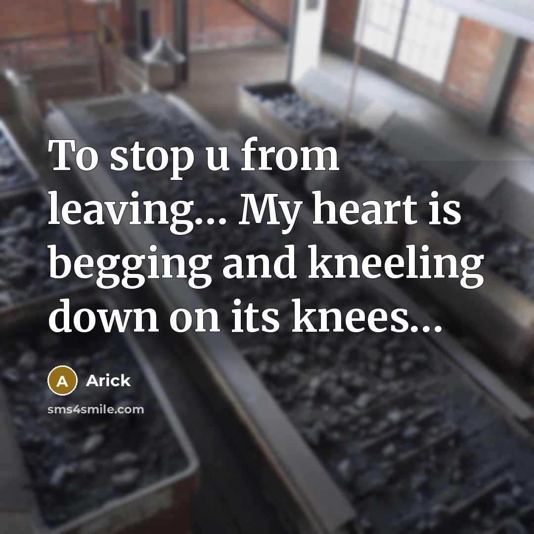 “To stop u from leaving… My heart is begging and kneeling down on its knees…” quote by Arick
