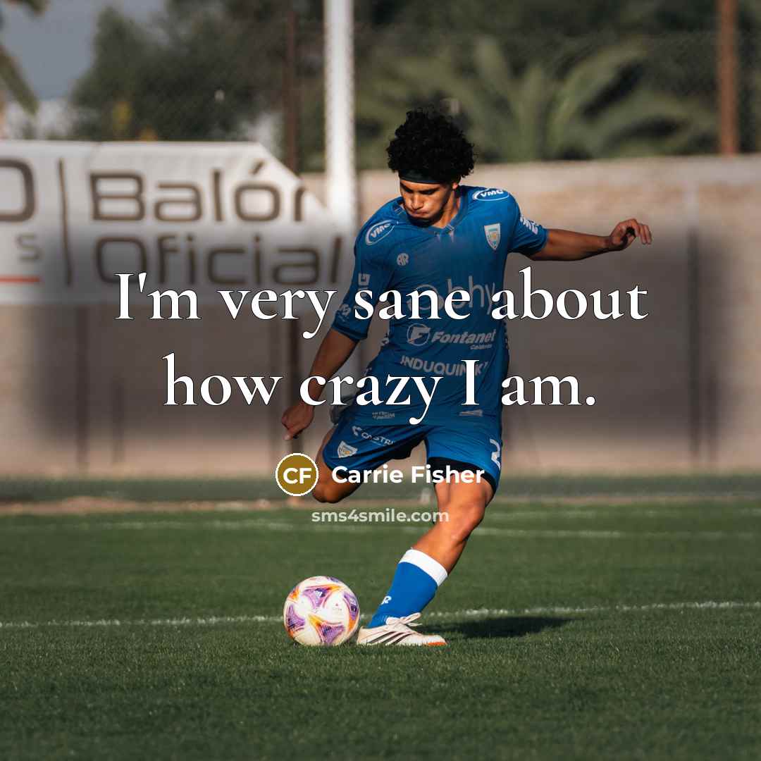 “I'm very sane about how crazy I am.” quote by Carrie Fisher