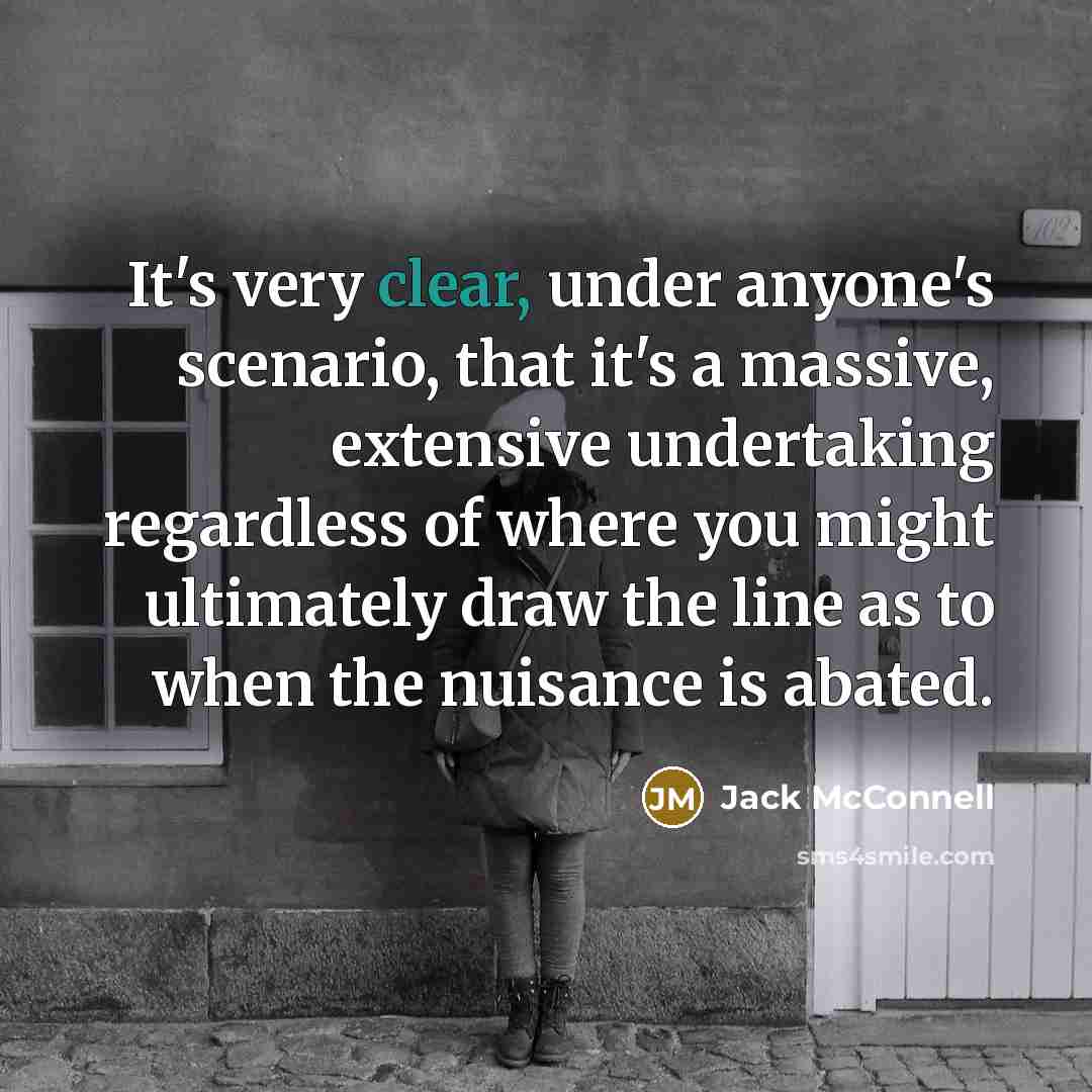 “It's very clear, under anyone's scenario, that it's a massive, extensive undertaking regardless of where you might ultimately draw the line as to when the nuisance is abated.” quote by Jack McConnell