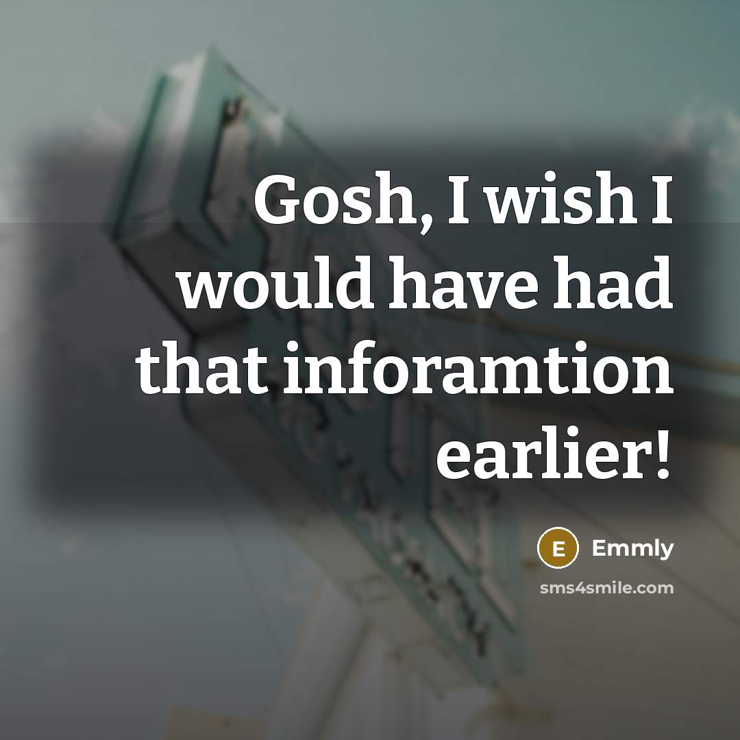 “Gosh, I wish I would have had that inforamtion earlier!” quote by Emmly