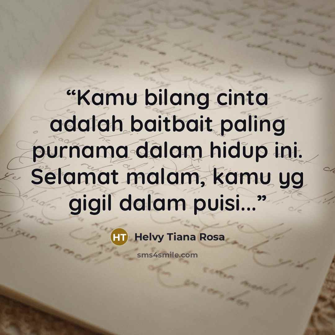 “Kamu bilang cinta adalah baitbait paling purnama dalam hidup ini. Selamat malam, kamu yg gigil dalam puisi...” quote by Helvy Tiana Rosa