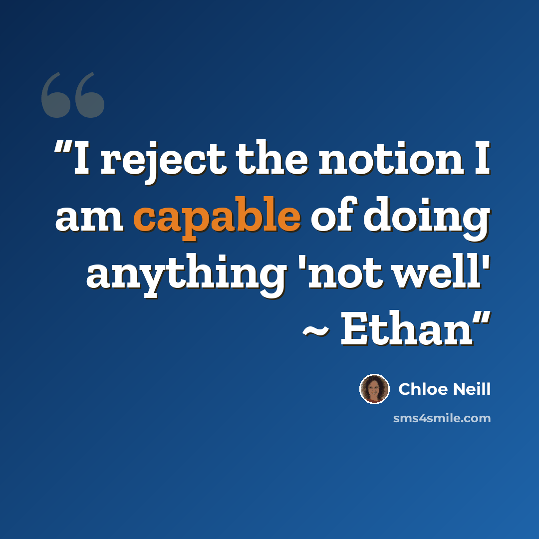 “I reject the notion I am capable of doing anything 'not well' ~ Ethan” quote by Chloe Neill