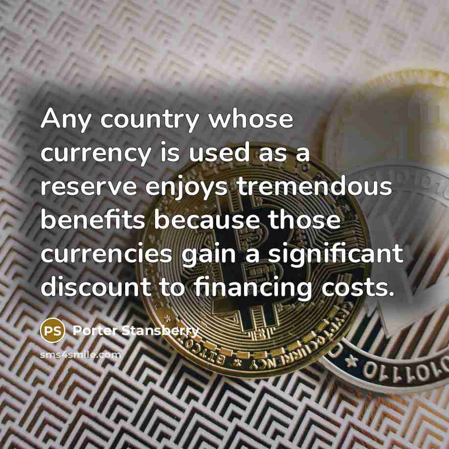 “Any country whose currency is used as a reserve enjoys tremendous benefits because those currencies gain a significant discount to financing costs.” quote by Porter Stansberry