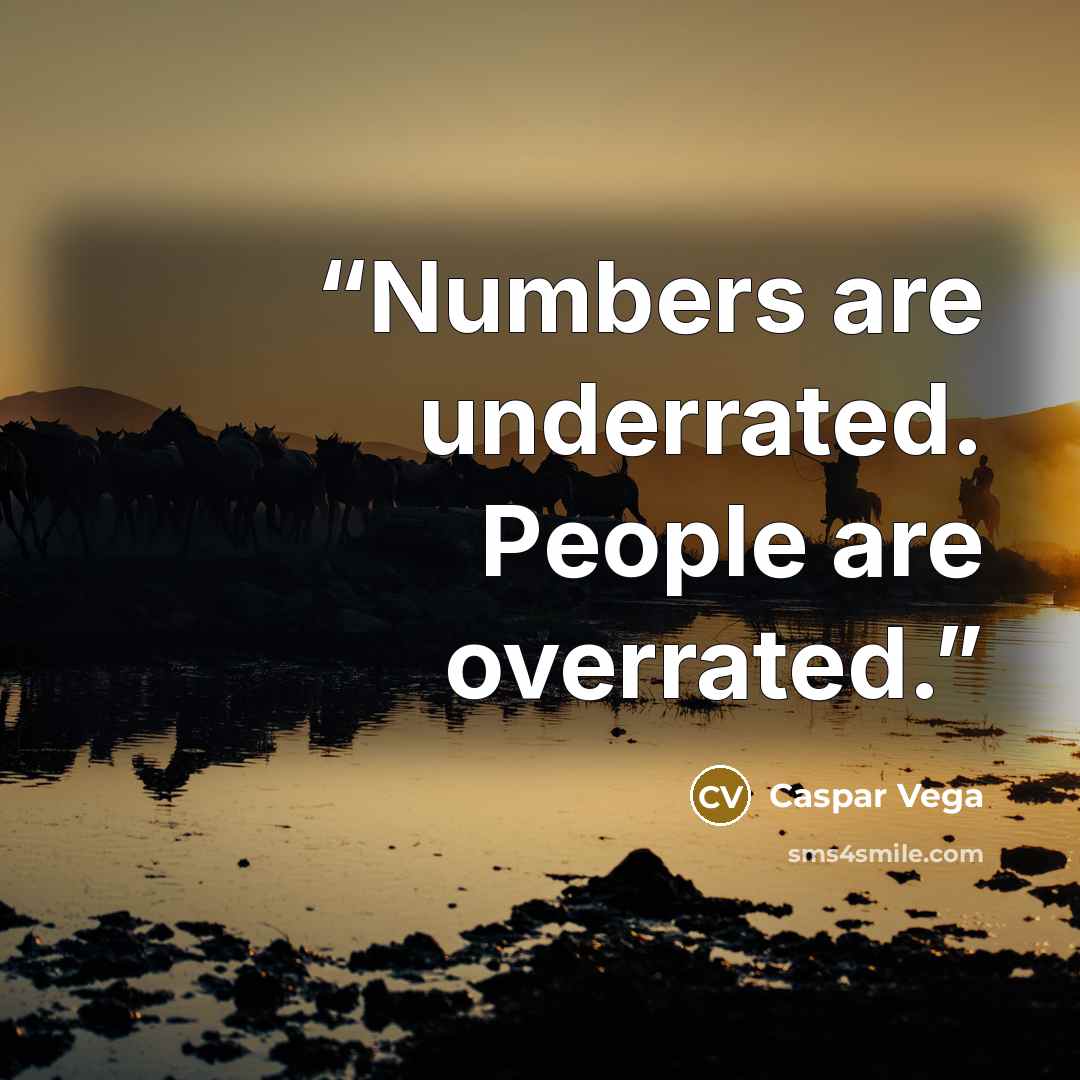 “Numbers are underrated. People are overrated.” quote by Caspar Vega