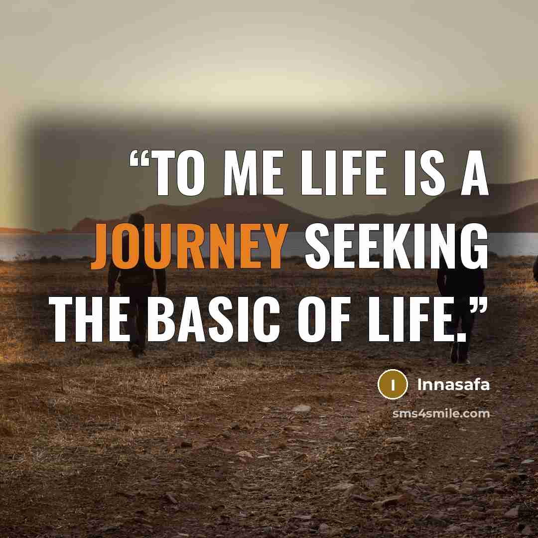 “To me life is a journey seeking the basic of life.” quote by Innasafa