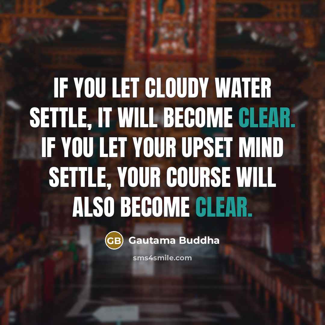 “If you let cloudy water settle, it will become clear. If you let your upset mind settle, your course will also become clear.” quote by Gautama Buddha