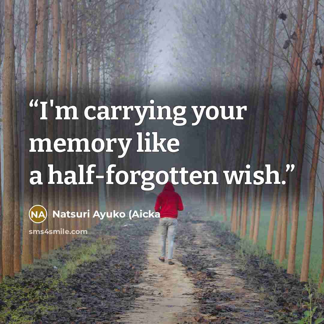 “I'm carrying your memory like a half-forgotten wish.” quote by Natsuri Ayuko (Aicka