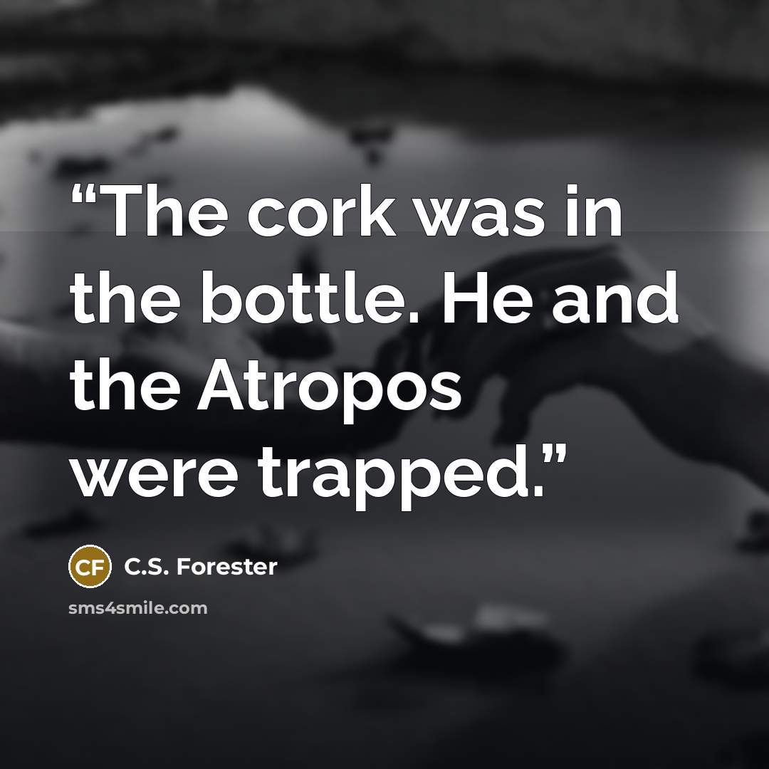 “The cork was in the bottle. He and the Atropos were trapped.” quote by C.S. Forester