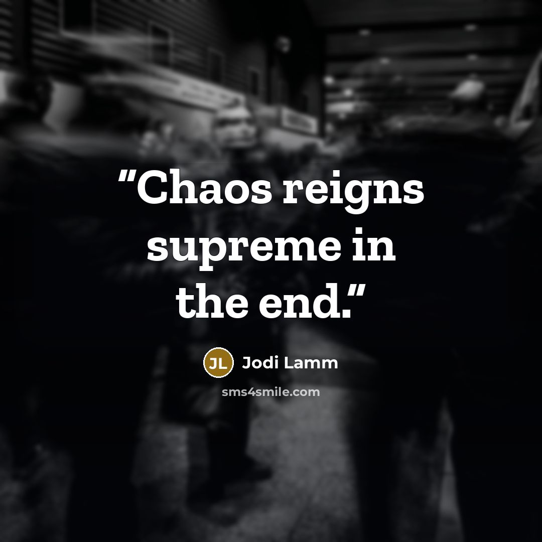 “Chaos reigns supreme in the end.” quote by Jodi Lamm