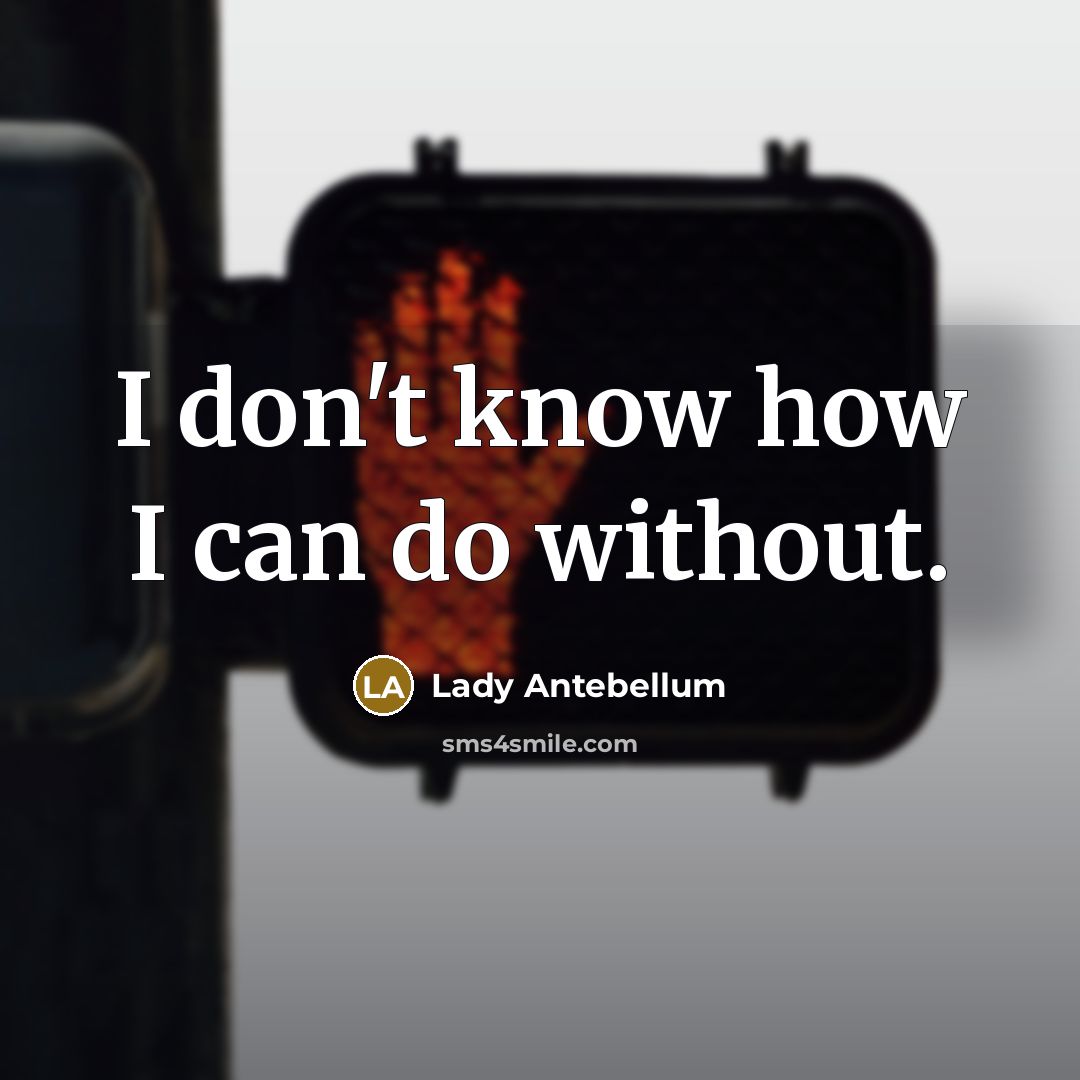 “I don't know how I can do without.” quote by Lady Antebellum
