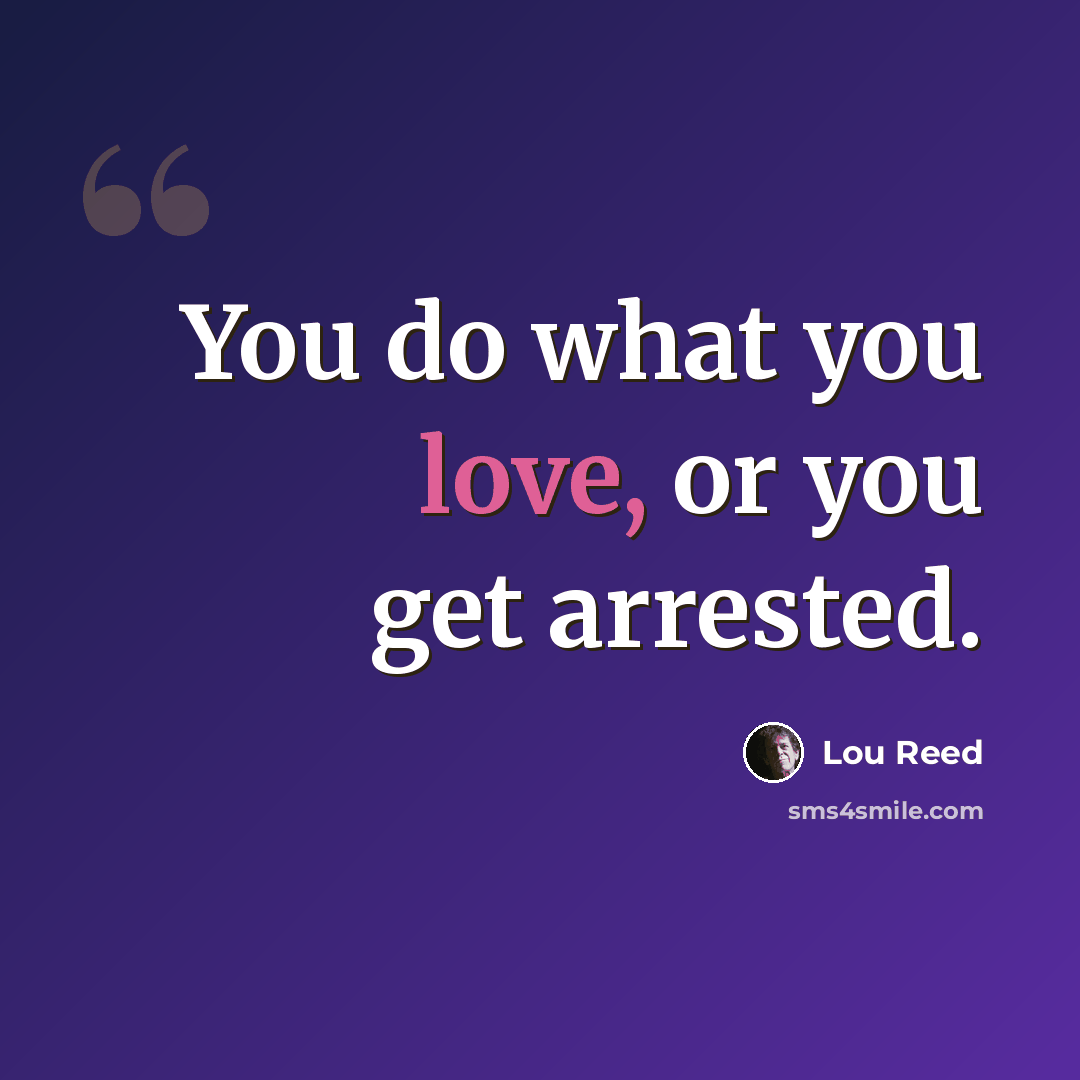 “You do what you love, or you get arrested.” quote by Lou Reed
