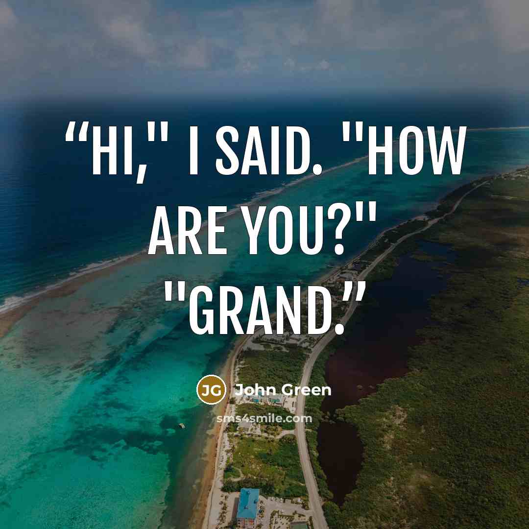 “Hi," I said. "How are you?" "Grand.” quote by John Green