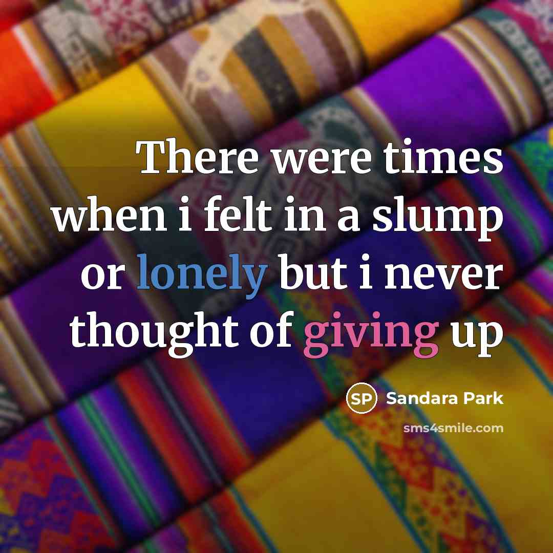 “There were times when i felt in a slump or lonely but i never thought of giving up” quote by Sandara Park