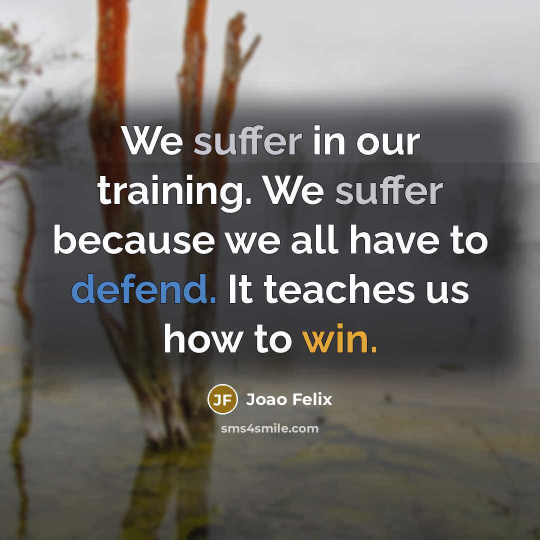 “We suffer in our training. We suffer because we all have to defend. It teaches us how to win.” quote by Joao Felix