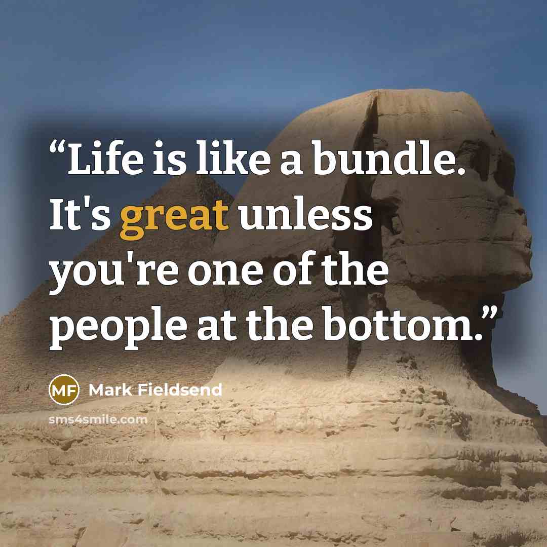 “Life is like a bundle. It's great unless you're one of the people at the bottom.” quote by Mark Fieldsend