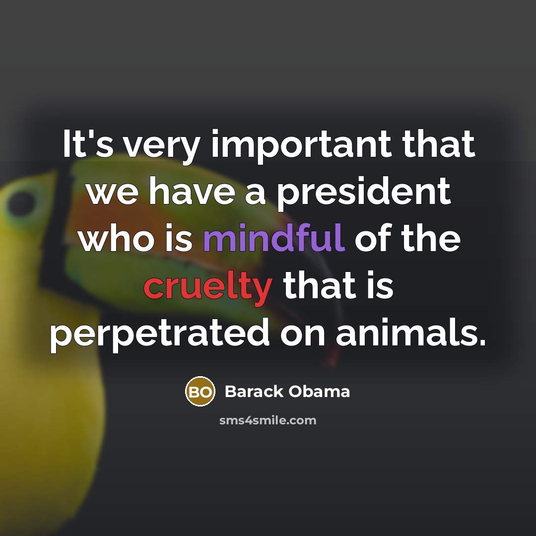 “It's very important that we have a president who is mindful of the cruelty that is perpetrated on animals.” quote by Barack Obama