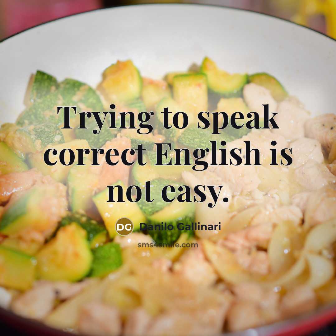 “Trying to speak correct English is not easy.” quote by Danilo Gallinari