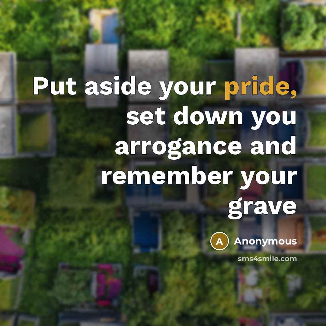 “Put aside your pride, set down you arrogance and remember your grave” quote by Anonymous
