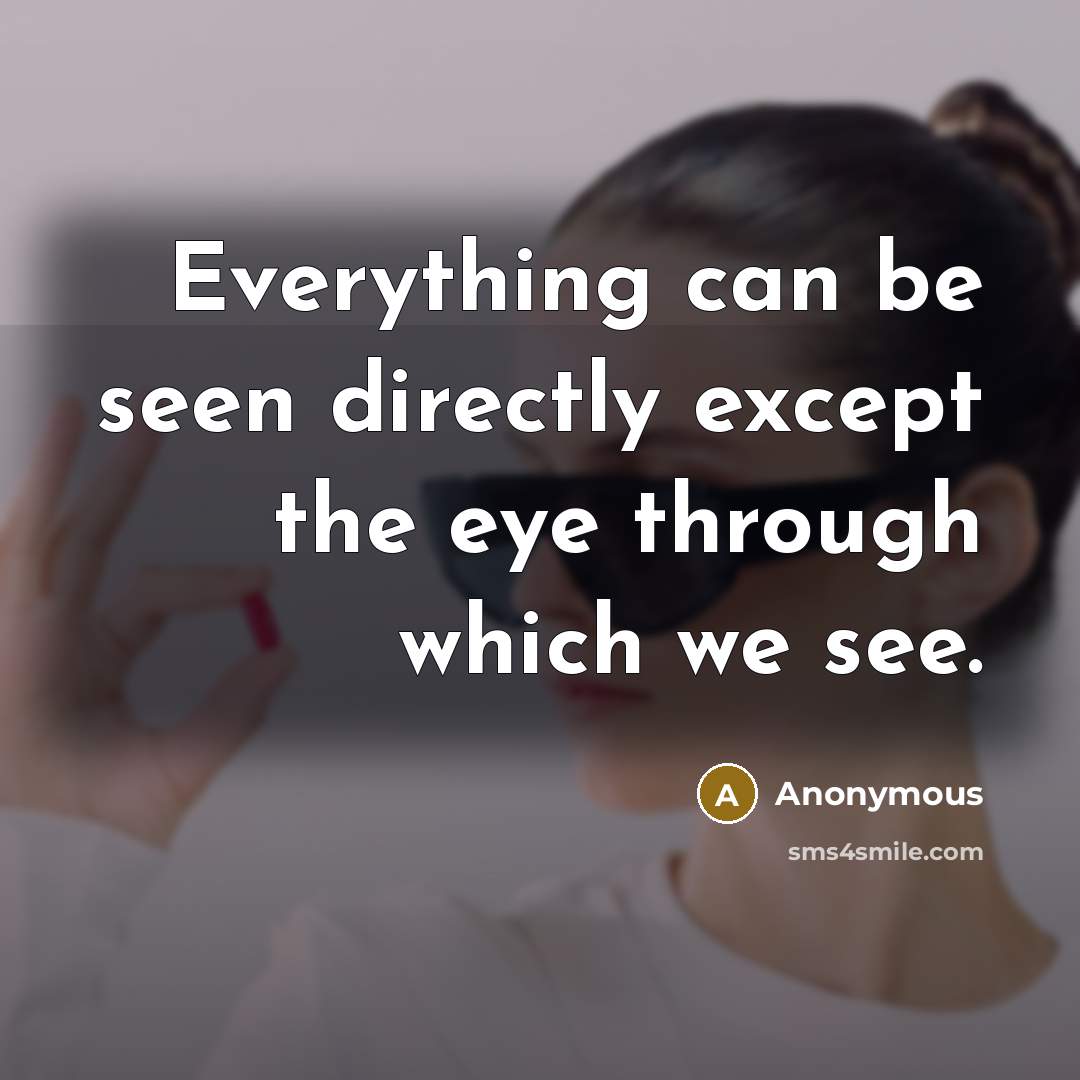 “Everything can be seen directly except the eye through which we see.” quote by Anonymous