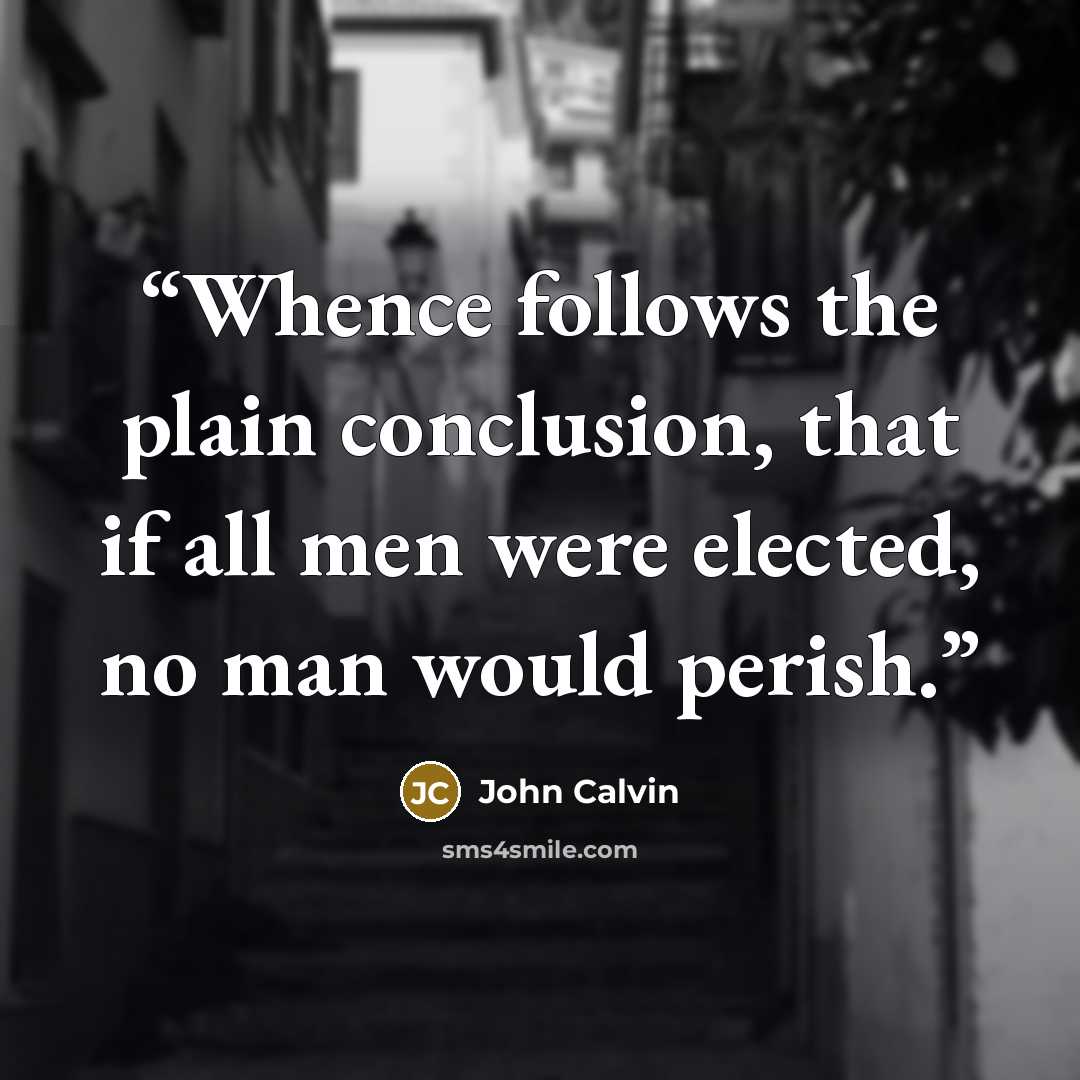 “Whence follows the plain conclusion, that if all men were elected, no man would perish.” quote by John Calvin