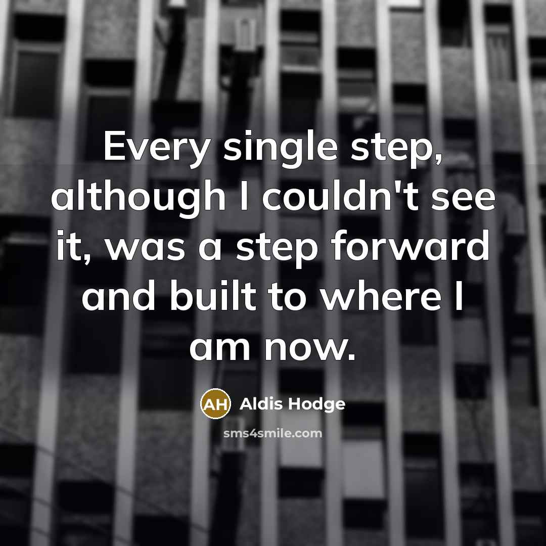 “Every single step, although I couldn't see it, was a step forward and built to where I am now.” quote by Aldis Hodge