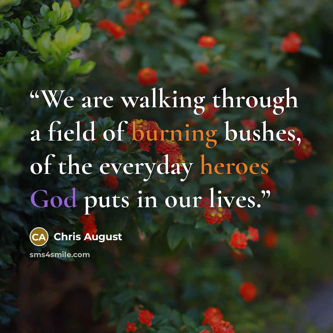 “We are walking through a field of burning bushes, of the everyday heroes God puts in our lives.” quote by Chris August