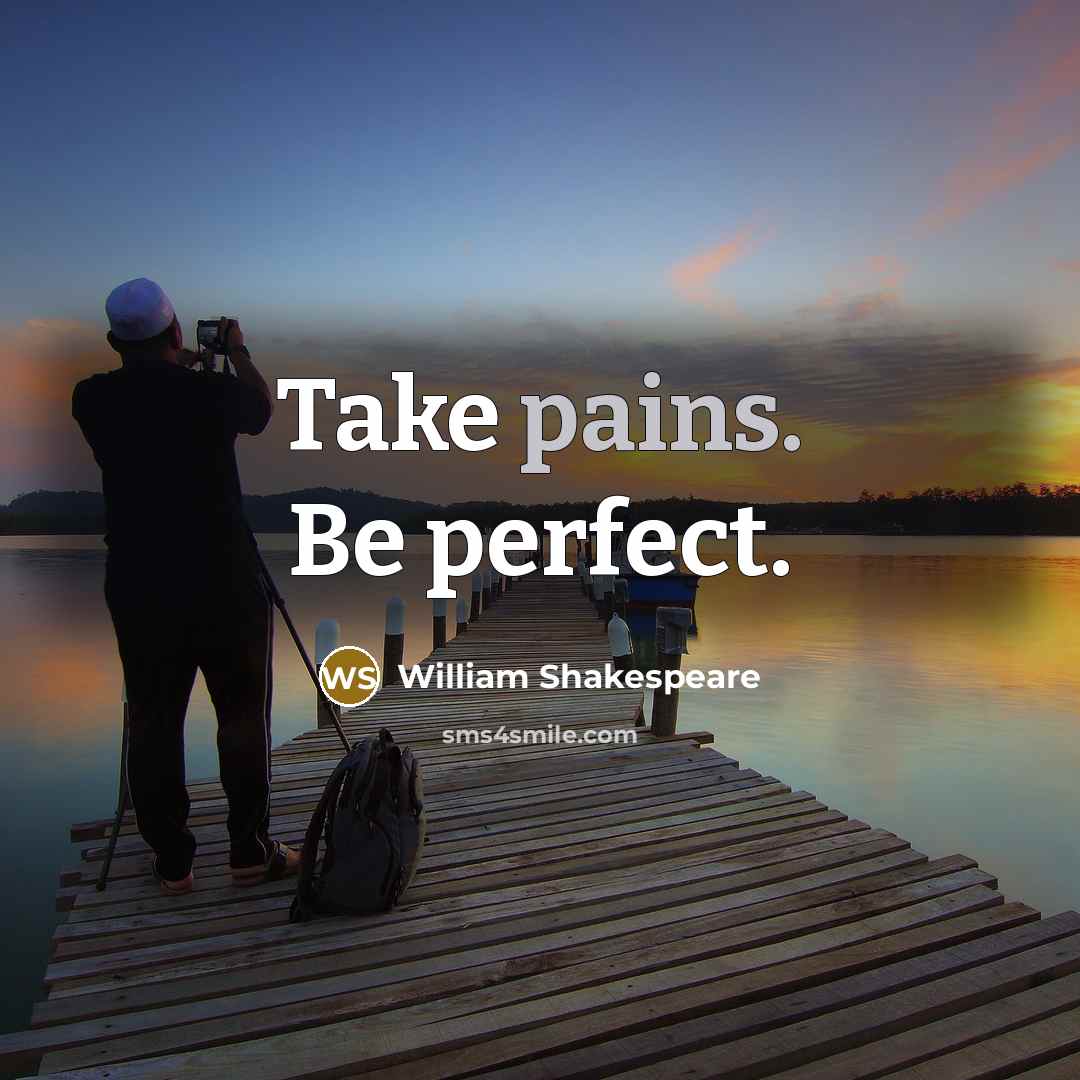 “Take pains. Be perfect.” quote by William Shakespeare