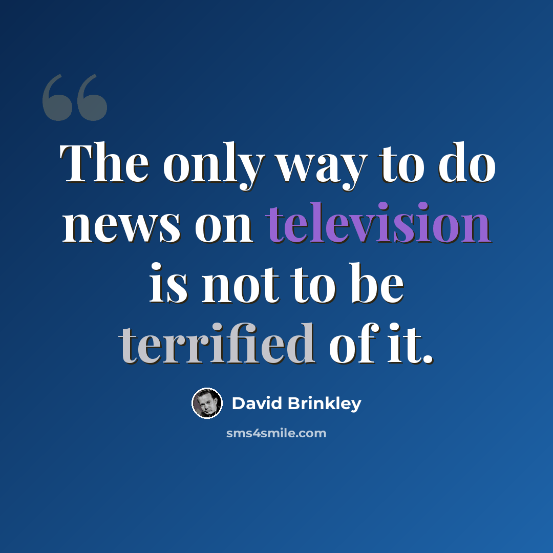 “The only way to do news on television is not to be terrified of it.” quote by David Brinkley