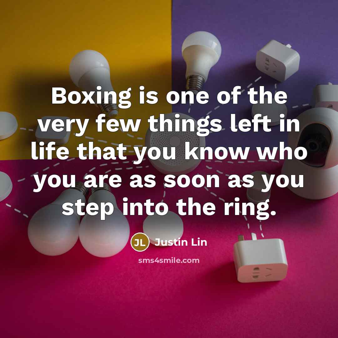 “Boxing is one of the very few things left in life that you know who you are as soon as you step into the ring.” quote by Justin Lin