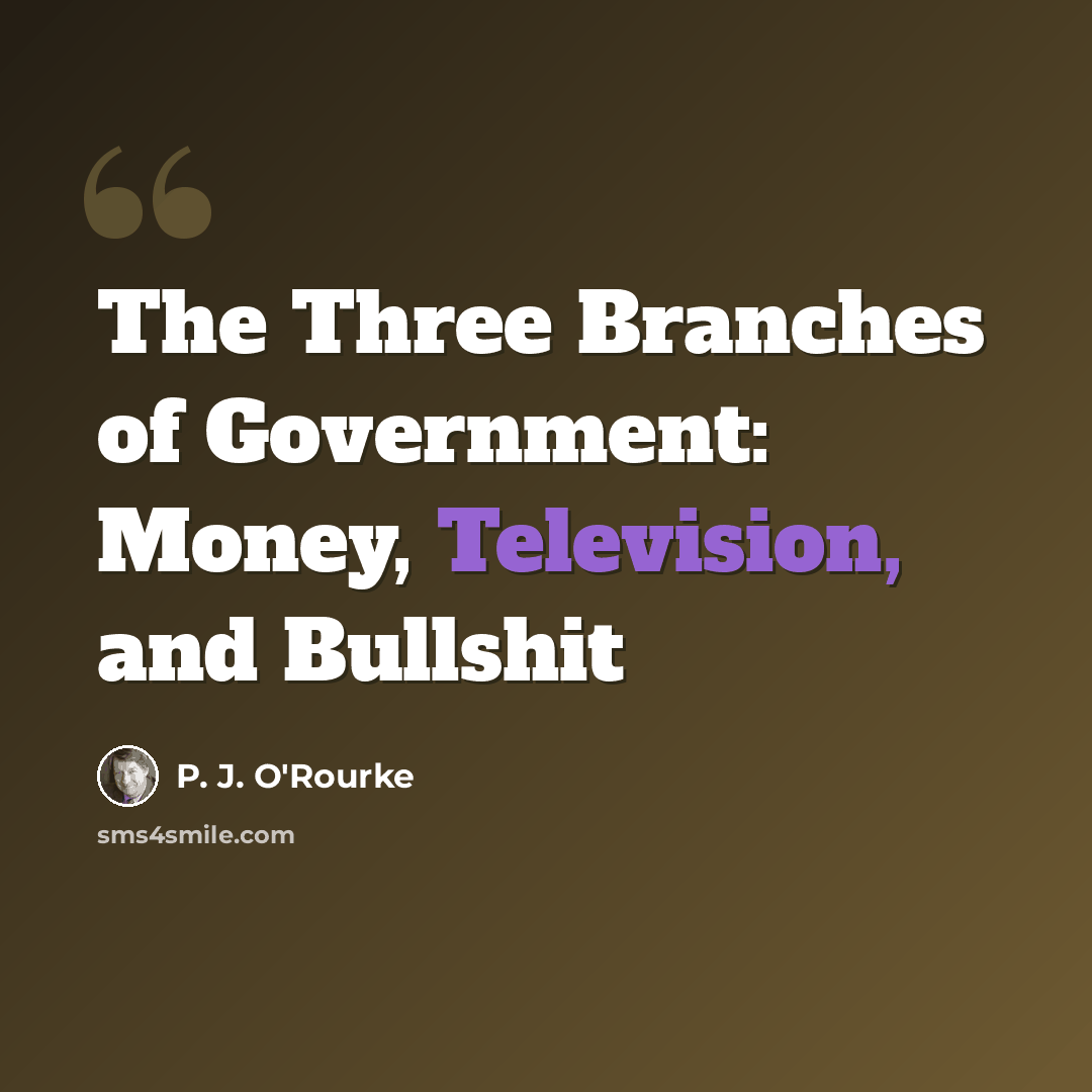 “The Three Branches of Government: Money, Television, and Bullshit” quote by P. J. O'Rourke