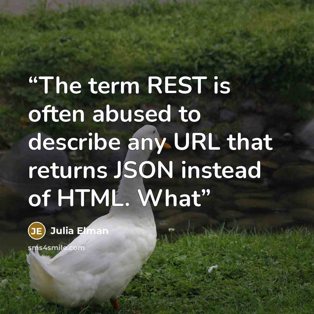 “The term REST is often abused to describe any URL that returns JSON instead of HTML. What” quote by Julia Elman